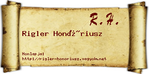 Rigler Honóriusz névjegykártya